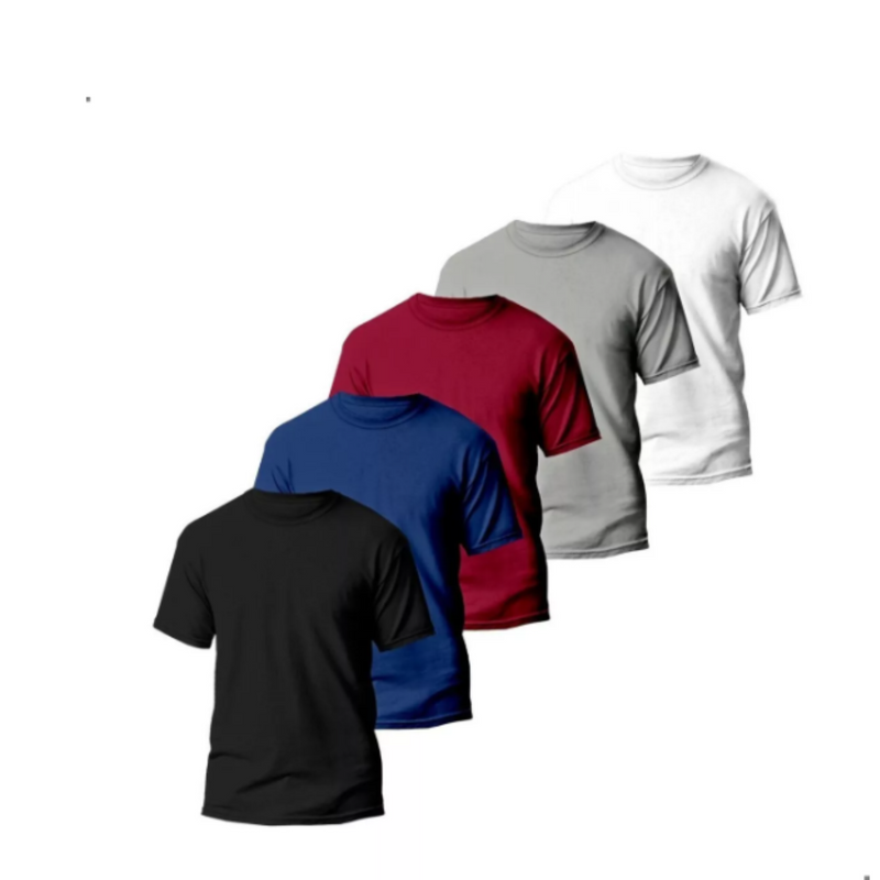 Camiseta Básica Premium – Kit com 5 Peças - Variadas Cores - Quero Conforto