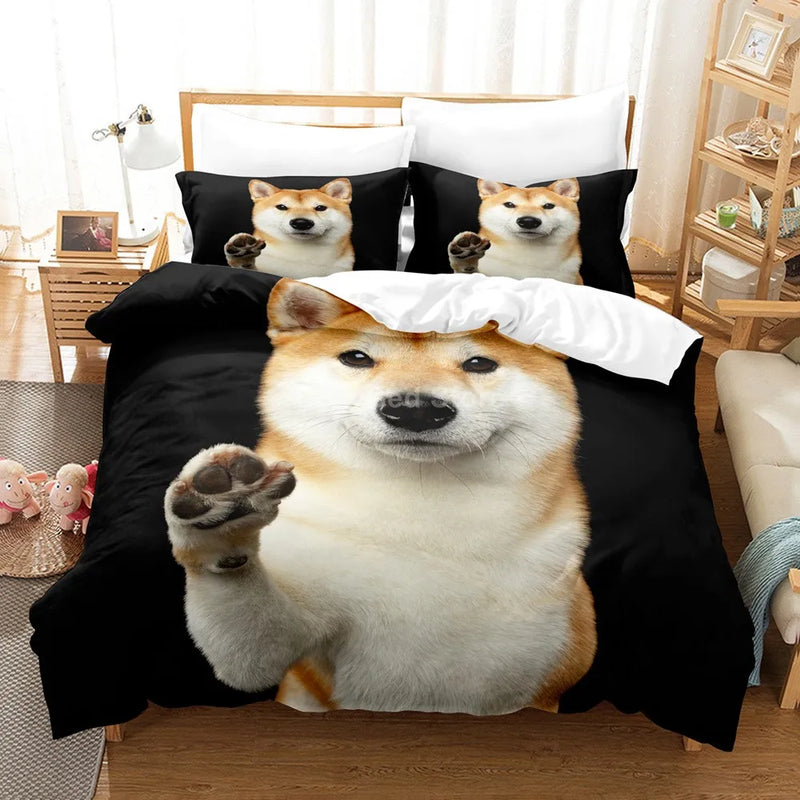 Conjunto de Roupa de Cama "Amigo Shiba": Alegria e Conforto no Seu Quarto