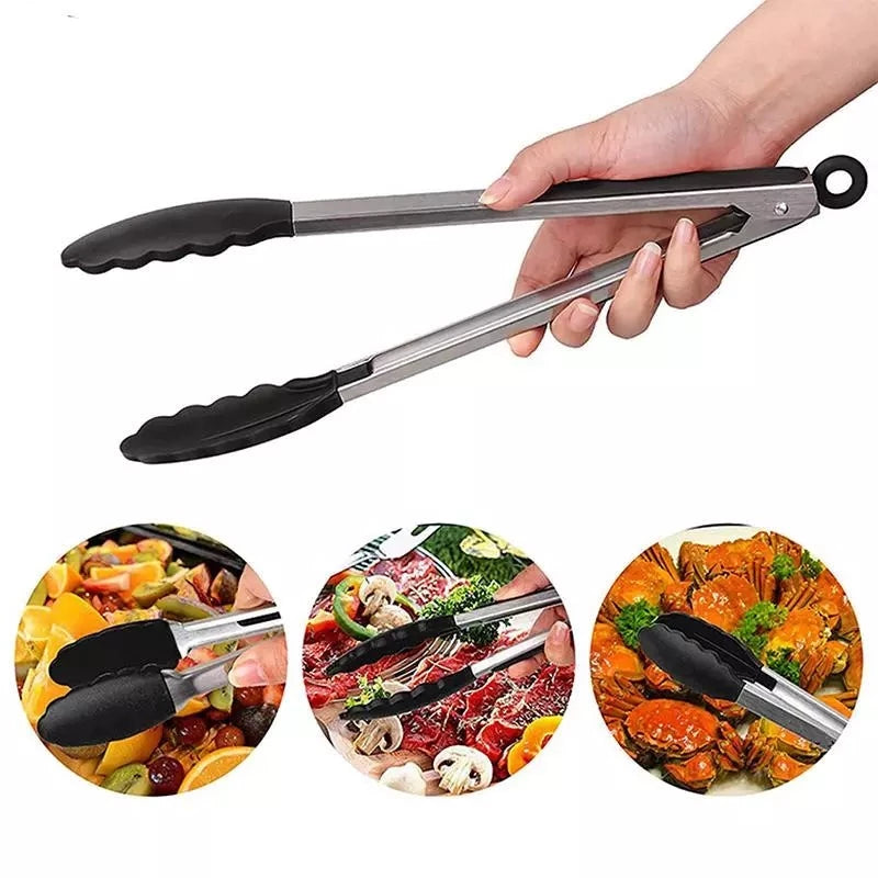 Pegador de Churrasco Inox com Silicone - Utensílio para Cozinhar e Assar