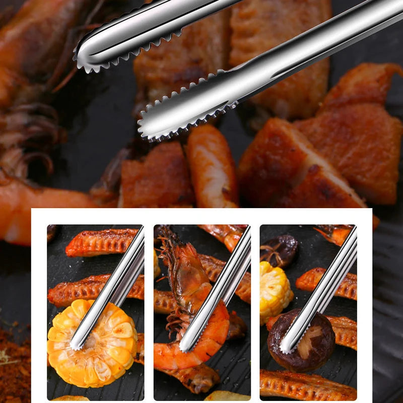 Pinça para Churrasco em Aço Inoxidável - Utensílios de Cozinha para Assar e Acessórios para Camping