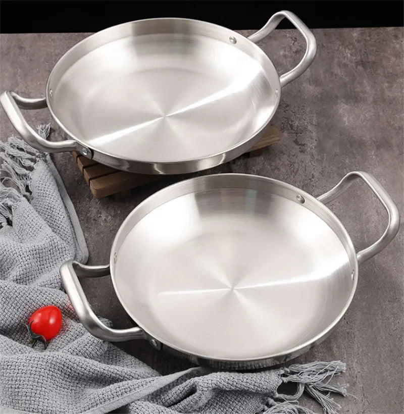 Panela de Aço Inox Dourada - Ideal para Paella e Frutos do Mar - Com Alça