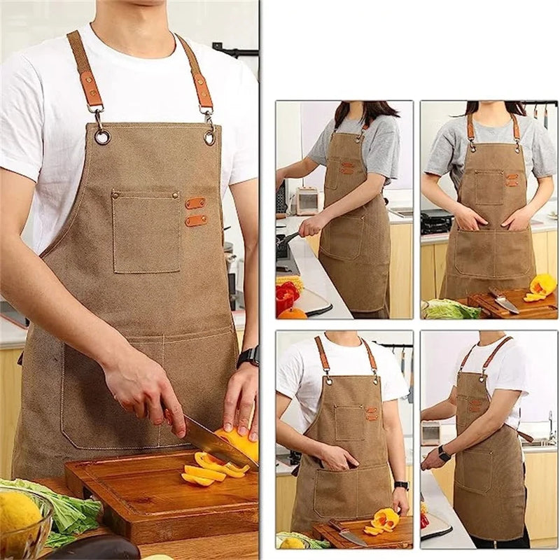 Avental de Cozinha Ajustável com Bolsos Grandes - Ideal para Casa e Uso Profissional