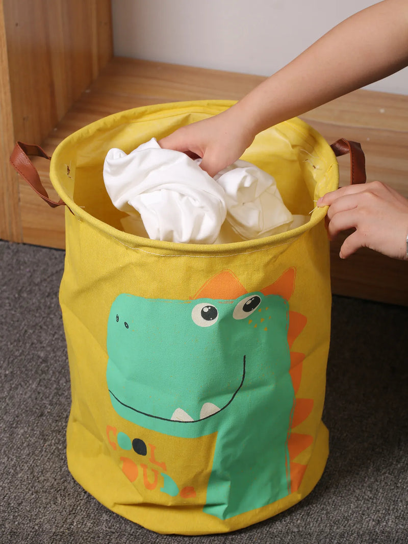 Cesto de Roupa Suja Dobrável para Bebês Dinossauros - Organizador Prático para o Quarto Infantil