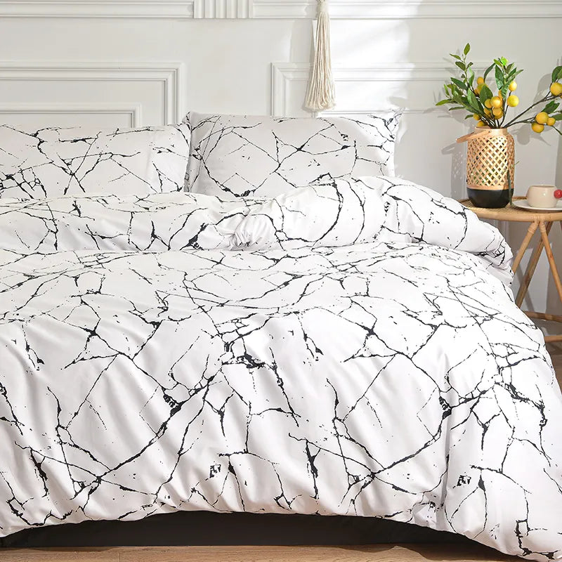 Conjunto de Cama Estilo Cartoon em Preto e Branco: Conforto e Design em Harmonia