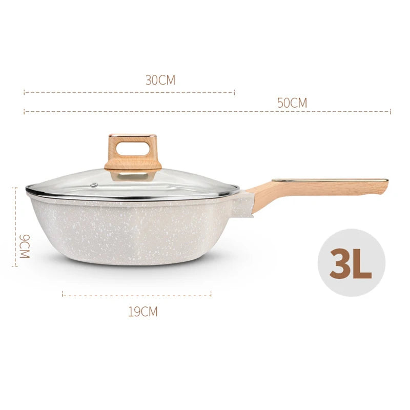 Wok de Pedra Antiaderente de 32cm - Design Criativo para Cozinha