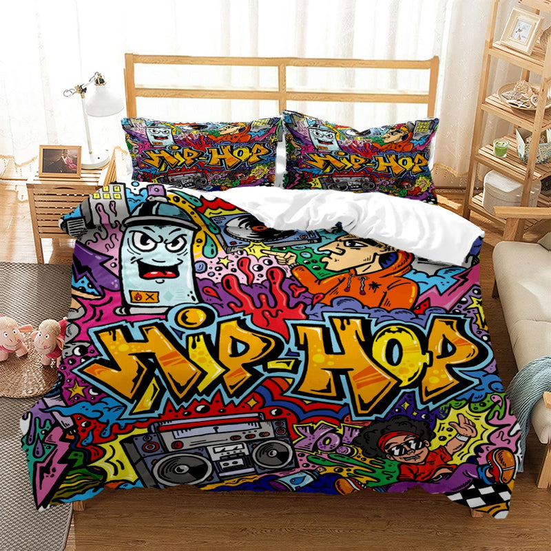 Conjunto de Cama Graffiti Hip-Hop: Arte Urbana no Seu Quarto