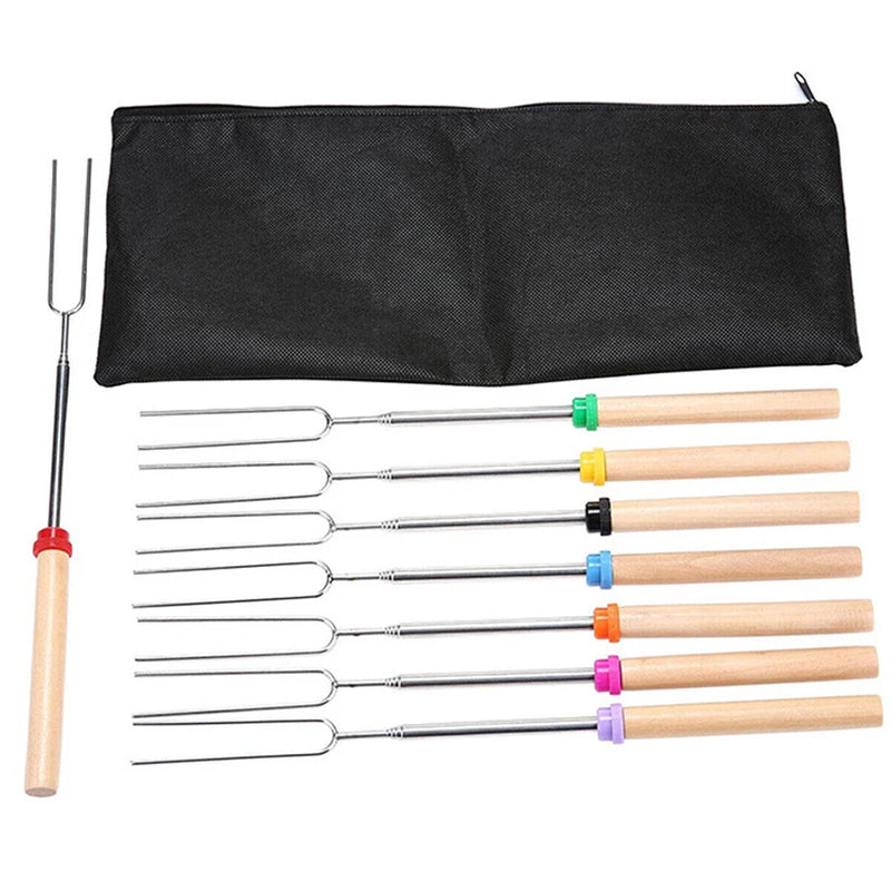 Conjunto de Pegadores para Churrasco com Bolsa - Ideal para Salsichas, Marshmallows e Vegetais