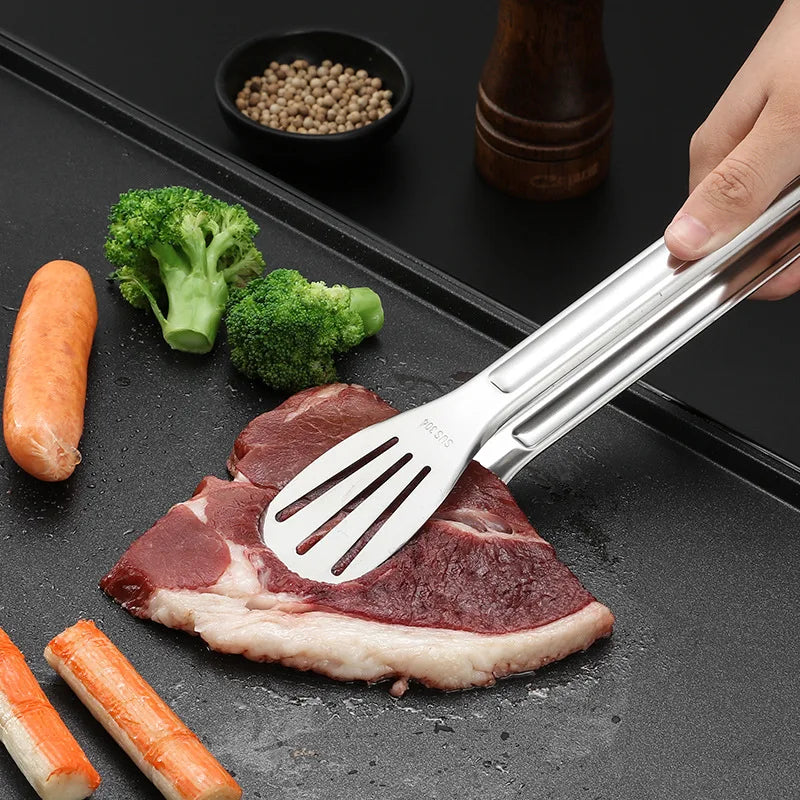 Pegador Inox para Churrasco e Saladas - Pegador de Carne e Utensílio para Cozinha