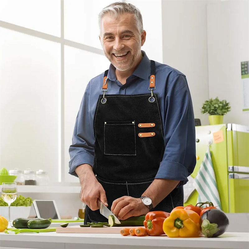 Avental de Cozinha Ajustável com Bolsos Grandes - Ideal para Casa e Uso Profissional