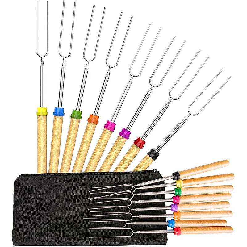 Conjunto de Pegadores para Churrasco com Bolsa - Ideal para Salsichas, Marshmallows e Vegetais