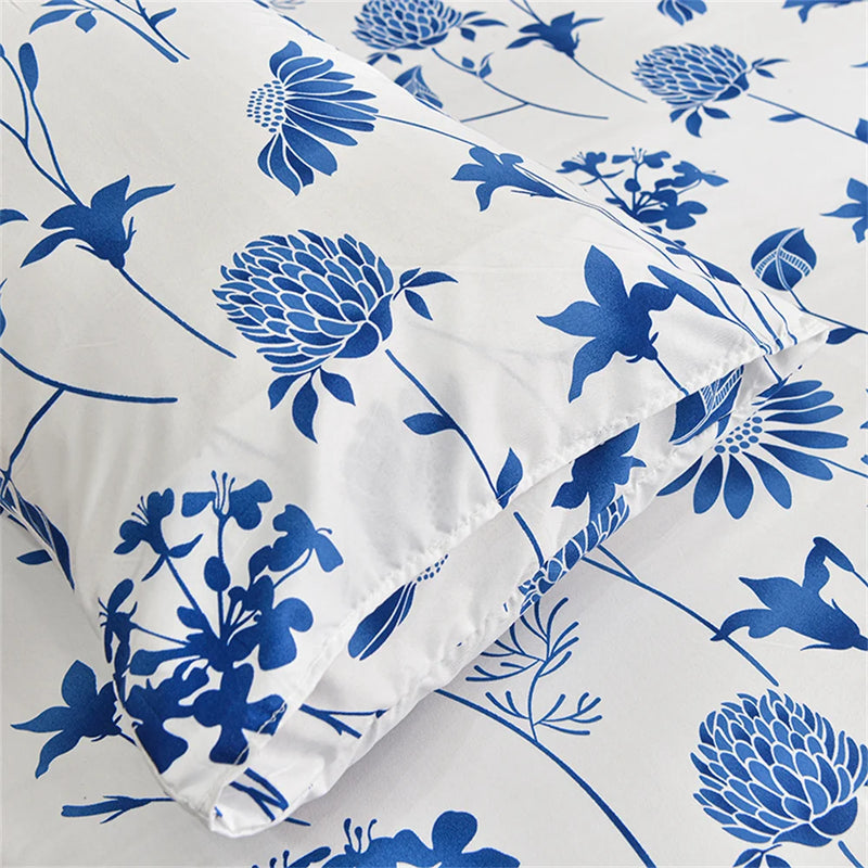 Conforto e Estilo Renovados: Lençol Ajustável Twin com Estampa Floral Azul