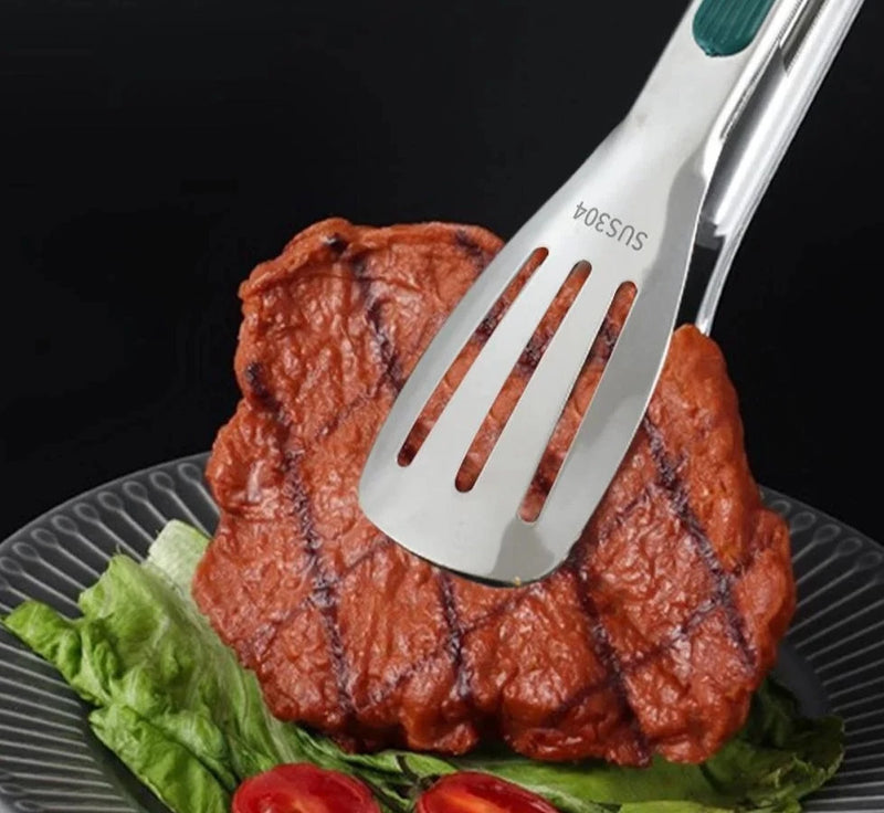 Pegador Inox para Churrasco e Saladas - Ferramenta de Cozinha