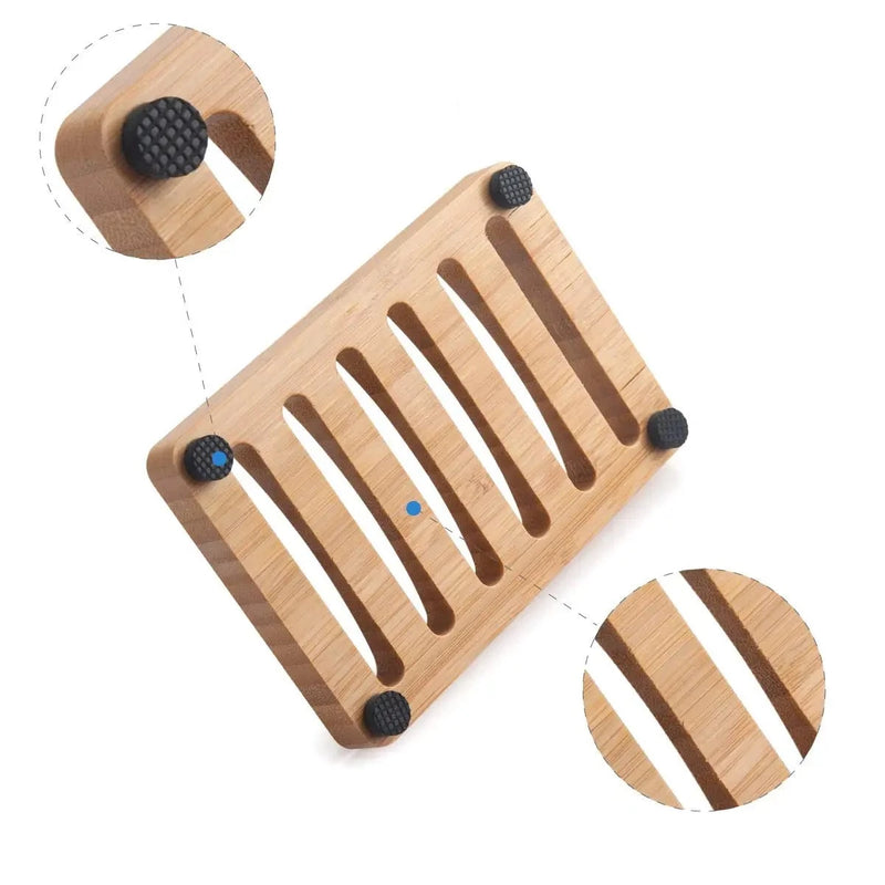 Porta Sabonete de Bambu Natural - Bandeja para Sabonete em Bambu - Suporte para Sabonete e Dreno Antimofo - Utensílios para Banheiro