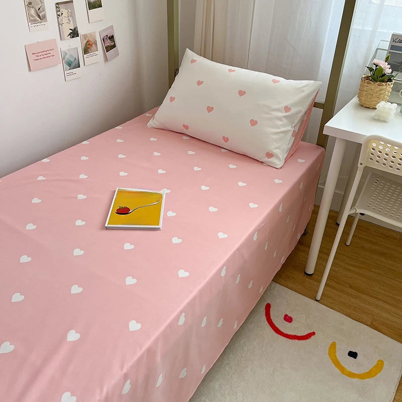 Conjunto de Três Peças para Dormitório de Estudante - Capa de Edredom Estampada com Amor - Conjunto de Lençóis para Casa - Macio e Amigável à Pele - Adequado para Dormir Nua