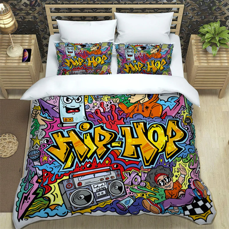 Conjunto de Cama Graffiti Hip-Hop: Arte Urbana no Seu Quarto