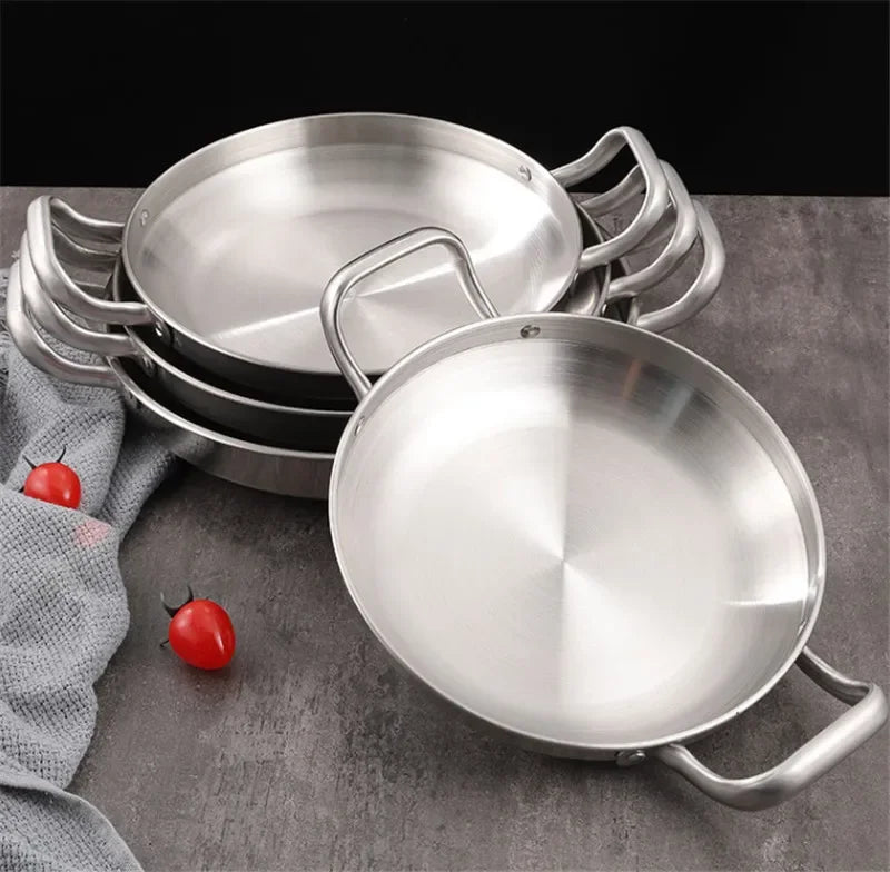 Panela de Aço Inox Dourada - Ideal para Paella e Frutos do Mar - Com Alça