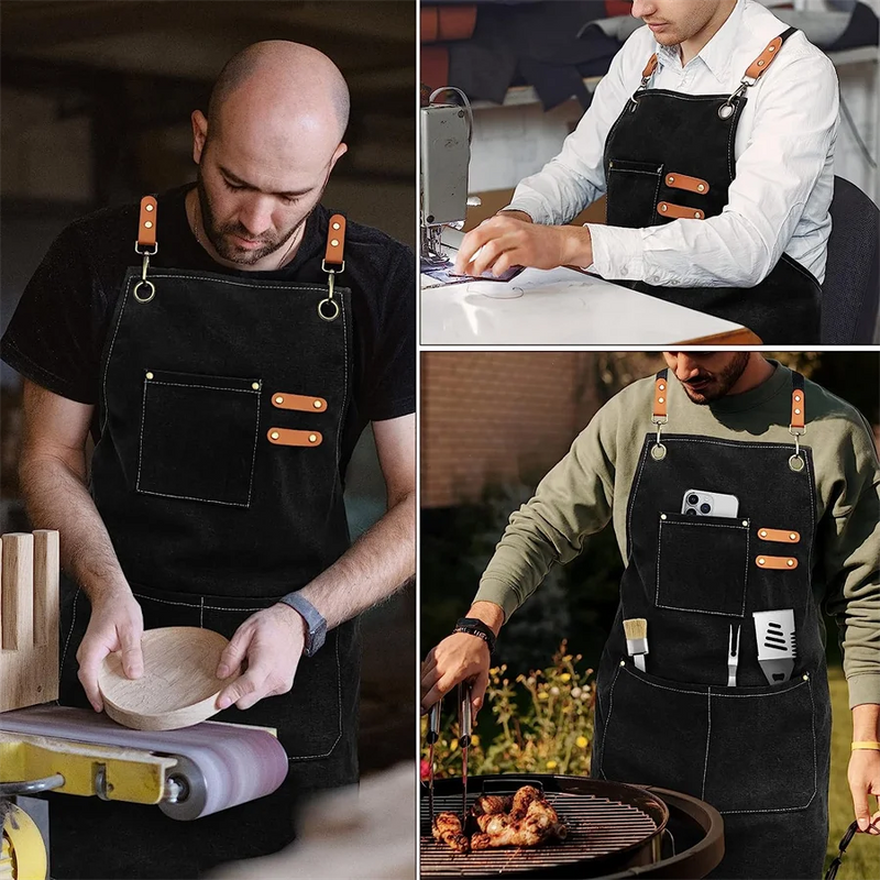 Avental de Cozinha Ajustável com Bolsos Grandes - Ideal para Casa e Uso Profissional