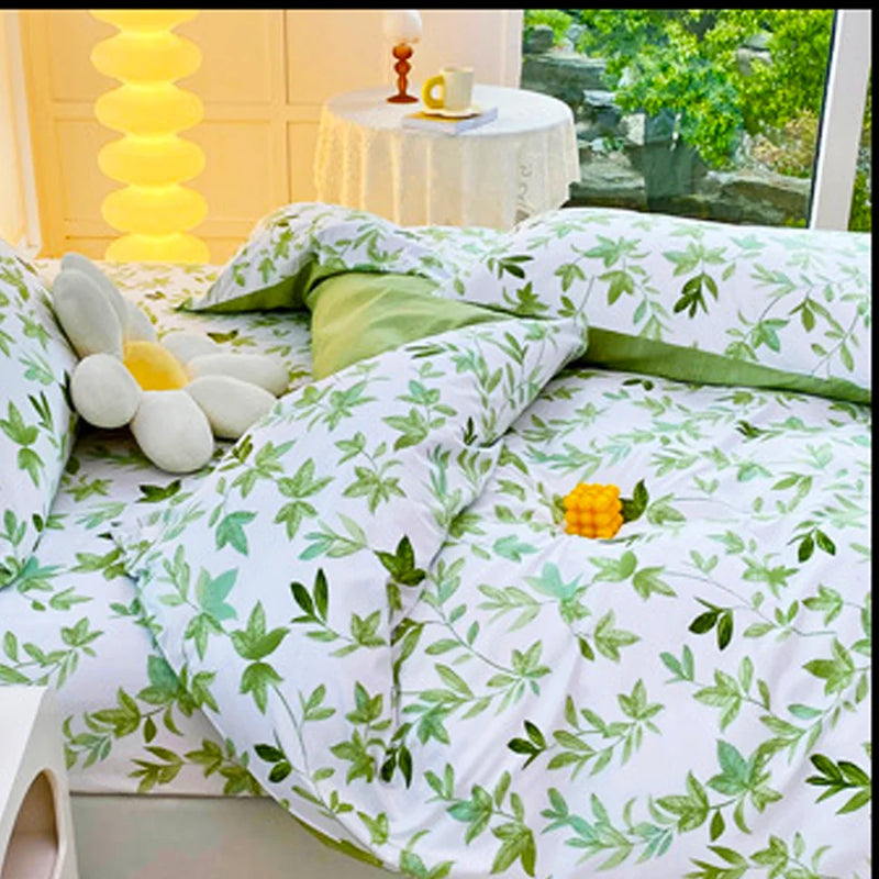 Verde Serenidade: Conjunto de Cama com Estampa Floral para Revitalizar Seu Espaço