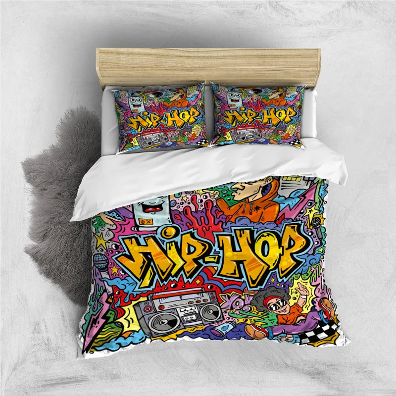 Conjunto de Cama Graffiti Hip-Hop: Arte Urbana no Seu Quarto