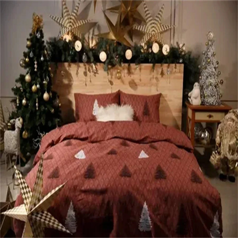 Capa de Edredom "Merry Christmas" com Estampa de Árvore de Natal: Conforto e Magia no Seu Quarto