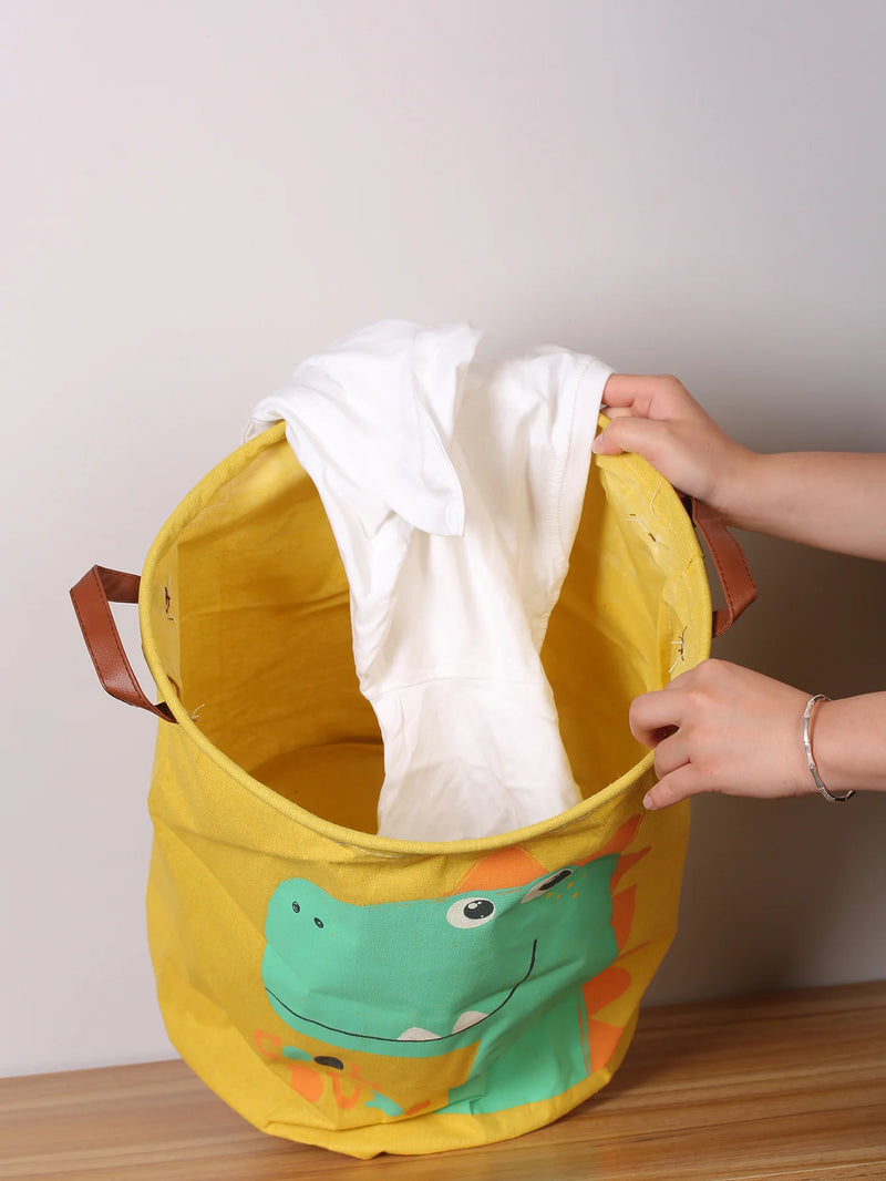 Cesto de Roupa Suja Dobrável para Bebês Dinossauros - Organizador Prático para o Quarto Infantil