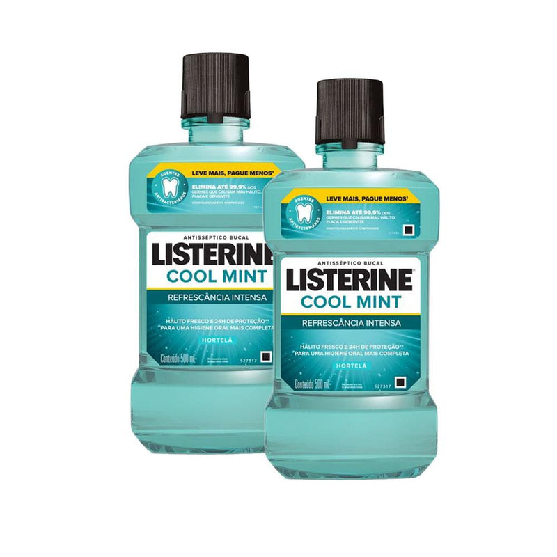 Compre 1 Leve 2 Enxaguante  Bucal Listerine Cool Mint de 500ml cada! Pague 350ml