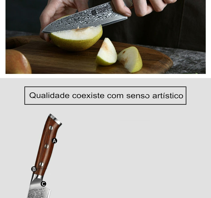 Conlar™ Faca do Chef Xinzuo de Aço Damasco 5 Polegada + Brinde Exclusivo